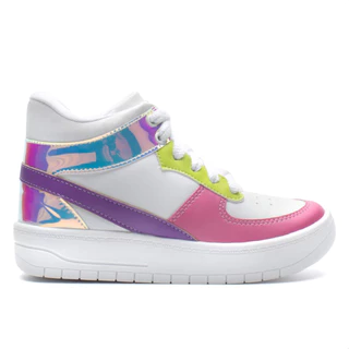 Tênis Casual Infantil Menina Fashion Cano Médio Refletivo Recortes