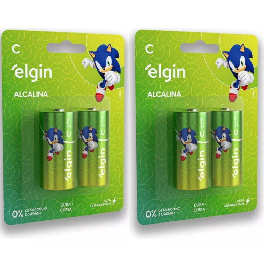 4 Pilhas Elgin Alcalina C Media - 2 Cartelas
