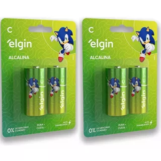 4 Pilhas Elgin Alcalina C Media - 2 Cartelas