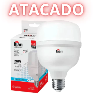 Lâmpada Led 20w Bulbo Atacado 6500k e27 Bivolt Kian