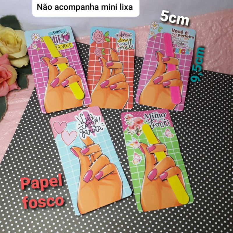 500 etiquetas tags para mini lixa, 5 modelos, (sem lixa)fosco 9,5x5cm