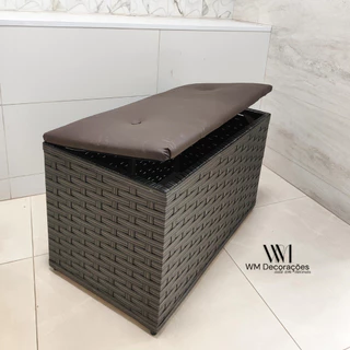 Baú Puff 70x40 Caixa Organizadora Brinquedos Cesto Roupas de Fibra Sintética