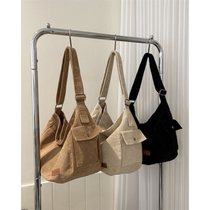 Bolsa Transversal Grande Tecido Cotele Feminina Masculino