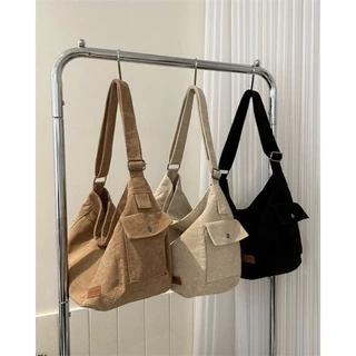 Bolsa Transversal Grande Tecido Cotele Feminina Masculino