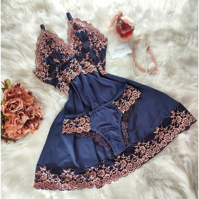 Camisola Renda Bicolor Luxo