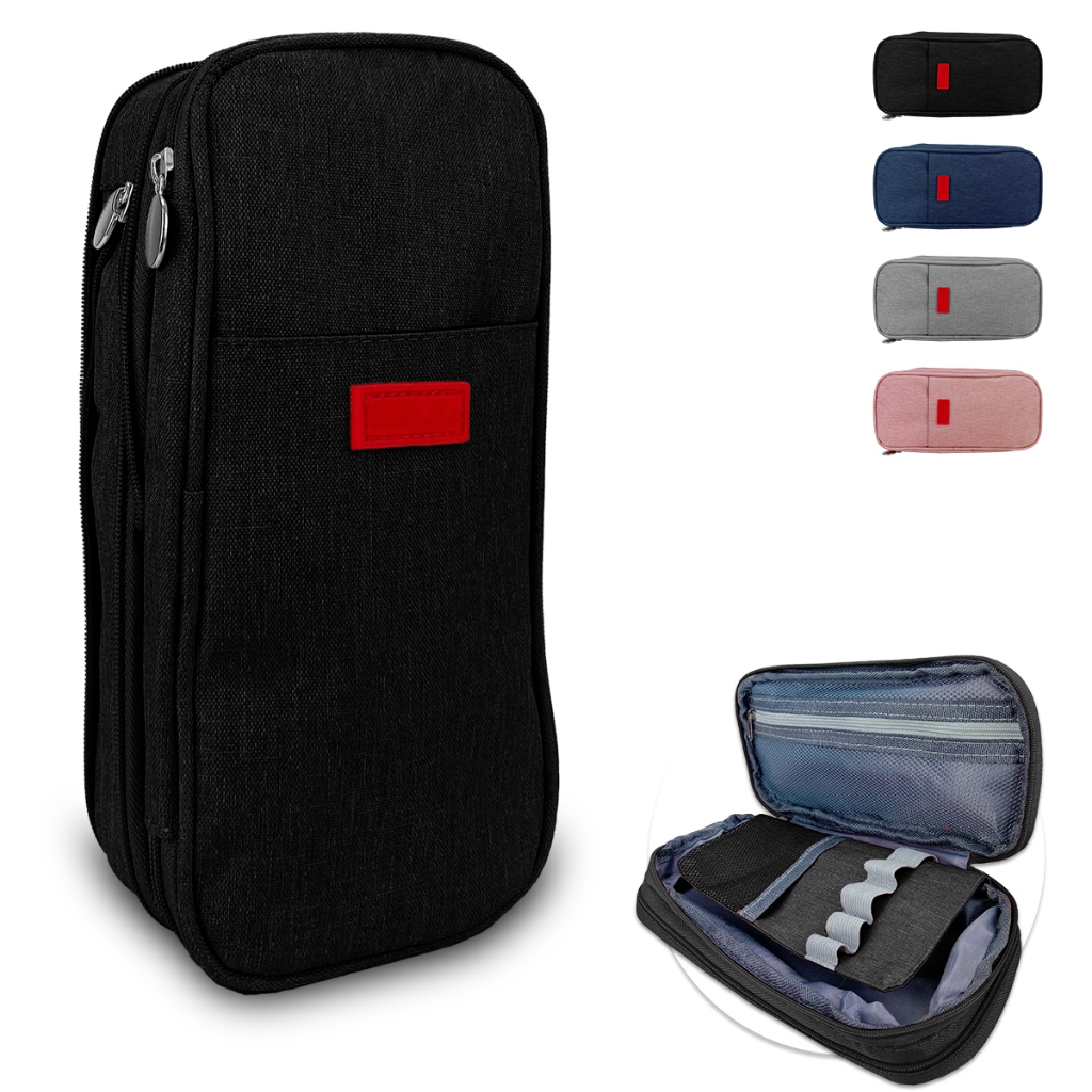 Estojo Organizador Escolar Juvenil Box Poliéster Espaçoso Caneta Canetinha Lápis Faculdade Grande Retrátil Expansível