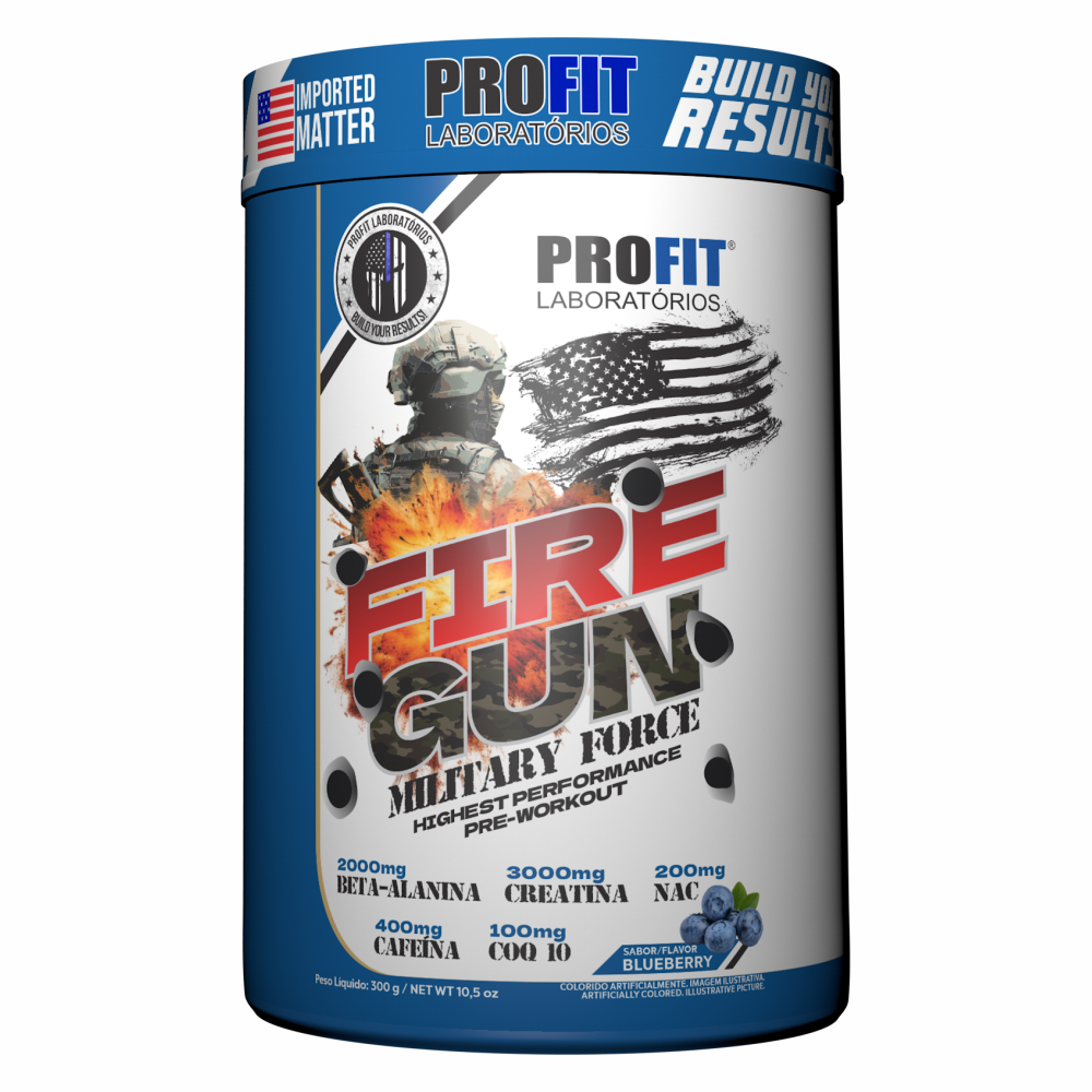 Pré Treino Fire Gun 300g Military Force 400mg de Cafeína- Profit Labs