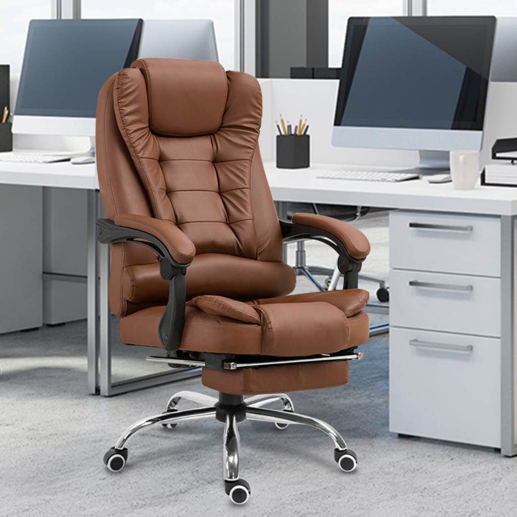 Cadeira De Escritorio Presidente Ergonomica Apoio Para Pés marrom