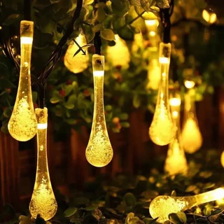 2024 Cordão De Luz Varal Fixo 60 Led Gotículas De Água 15m Festa Barbante leve decorativo, shopping center, árvore, pátio Luz decorativa