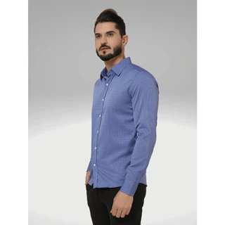 Camisa Social Masculina Slim Fit Algodão Egipicio Malha Bolinha