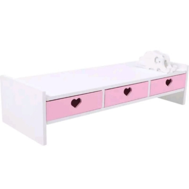 mesinha setup para monitor ou notebook mesa ergonômica 3 gavetas coração