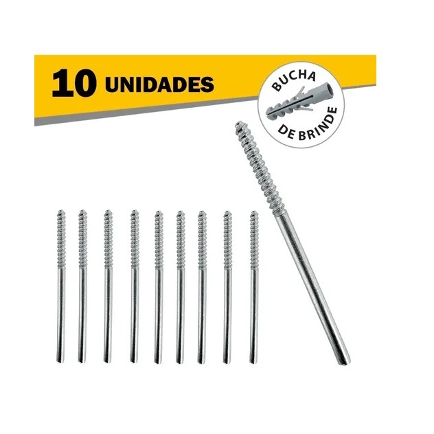 Kit 10 Suporte Invisível Para Prateleira Estilo Flutuante Parafuso em Aço 110mm