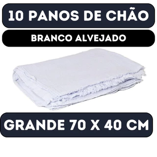Kit com 10 Panos de Chão Grande 70x40cm - Saco Duplo Branco Alvejado - Neves - Revenda - EC