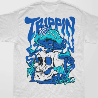 Camiseta Caveira Cogumelos Moda de Rua Estilo Streetwear Novo!