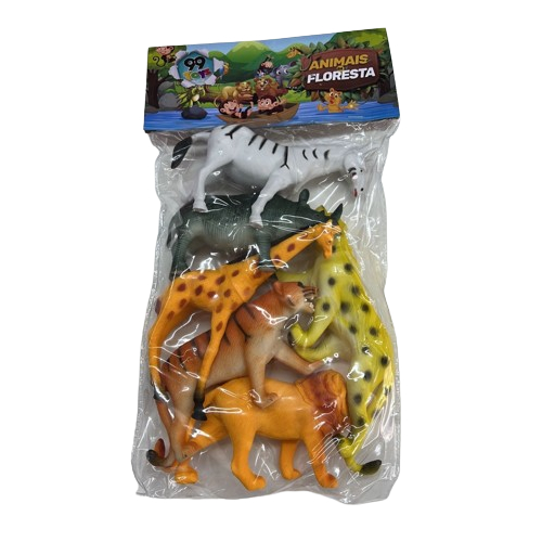 Kit 6 Animais Selvagens Grandes de Borracha