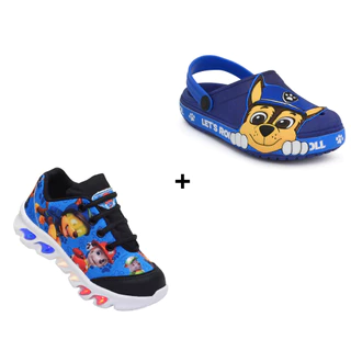 Kit Tênis Com Led + Babuche Infantil Menino Super Na Moda