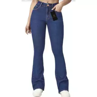 Calça Jeans Feminina Flare Lycra Premium Cós Alto Blogueira