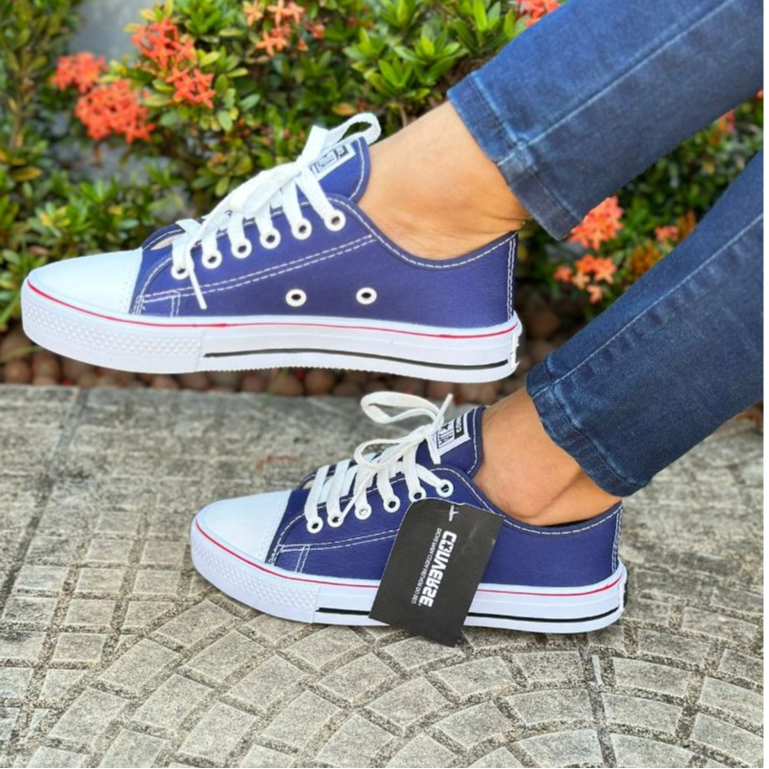 Tênis Casual Colegial All star preto branco vermelho azul rosa