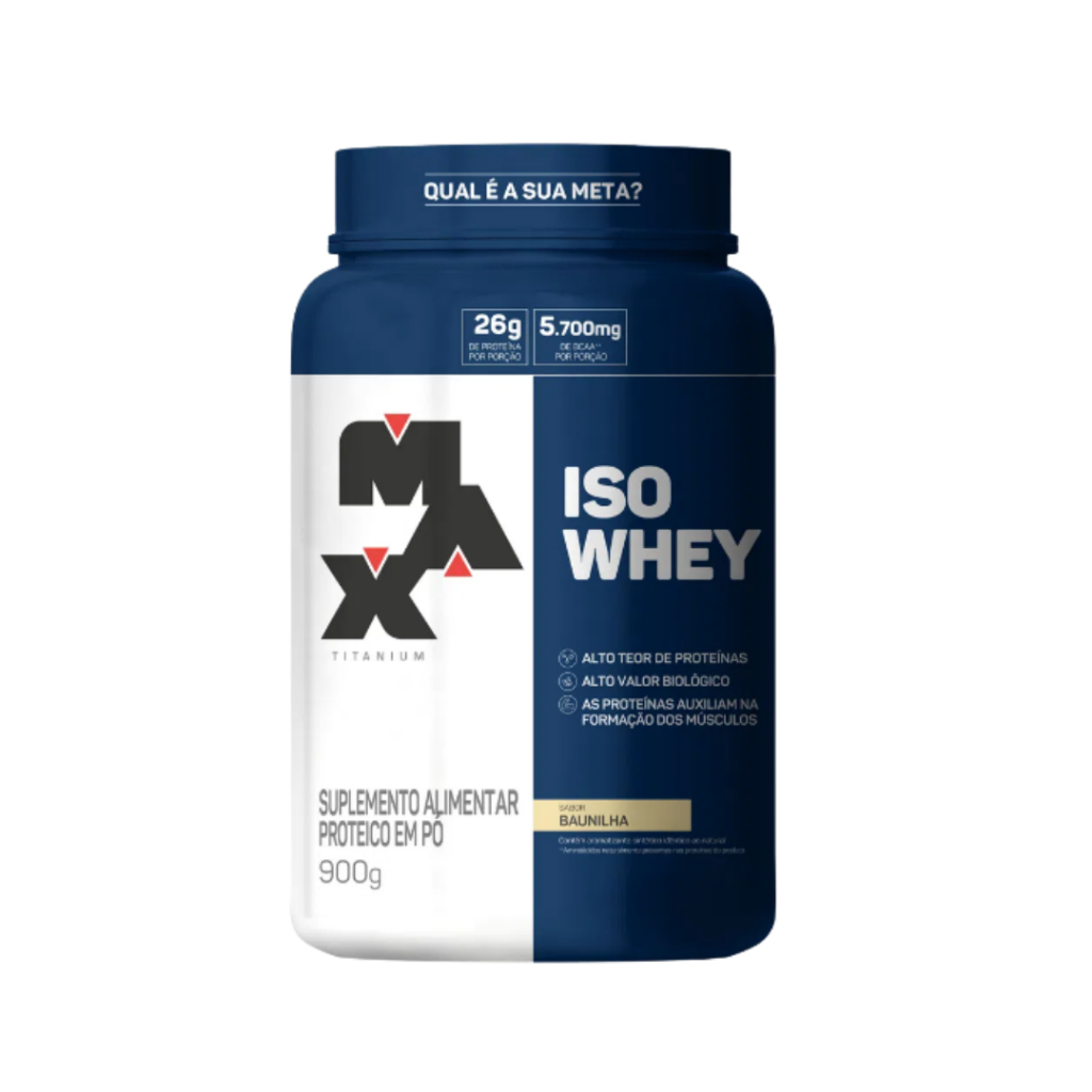 Whey Protein Isolado Zero Gorduras e Lactose 900g – Max Titanium