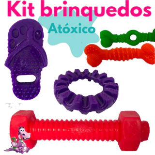 Kit com 5 brinquedos atóxicos anti-estress pet mordedores para cachorros cores sortidas