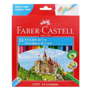 Lápis De Cor Faber Castell Escolar 24 Cores Ecolapis Max Resistente Original em Oferta na Shopee