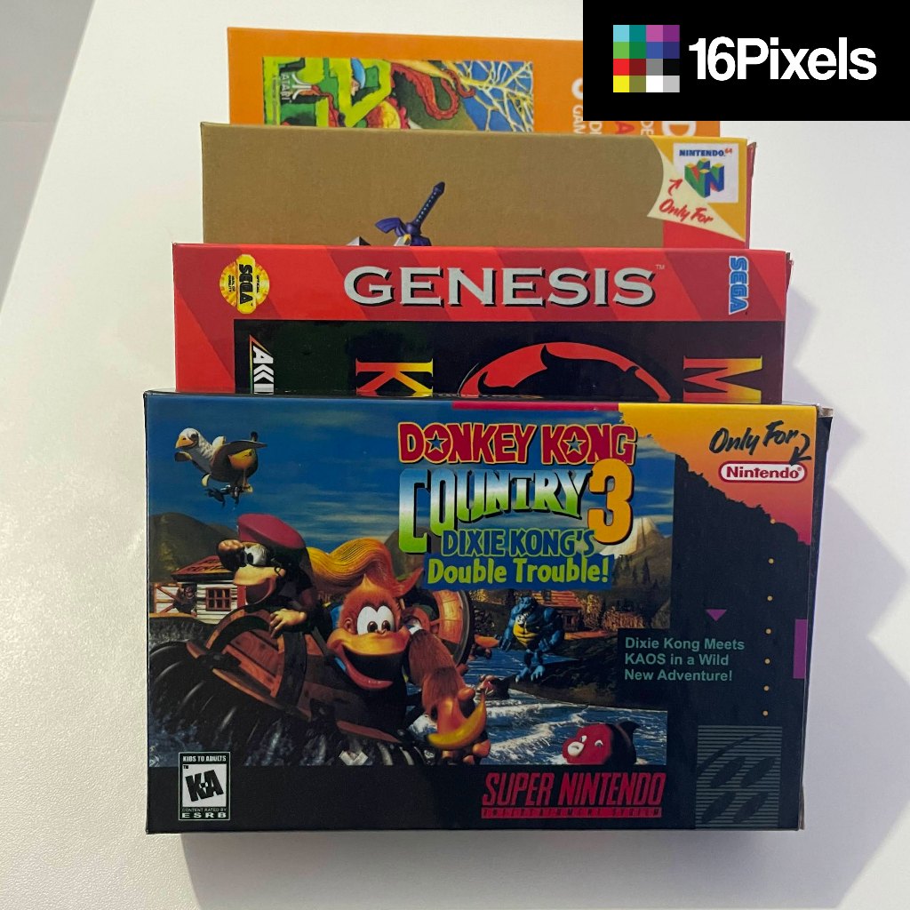 1 Caixa Mini Box com berço retrô para cartuchos Super Nintendo, Super Famicom, Famicom, Nintendo 64, Mega Drive, Master System e Atari