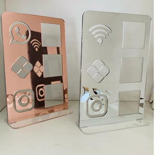 Placa Pix Display Mesa Balcão PIX Wifi Instagram WhatsApp Interativo QR Code