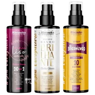 Kit Spray Capilar Meu Liso / Banho Brilhante / Siliconizado - 200ml Cada