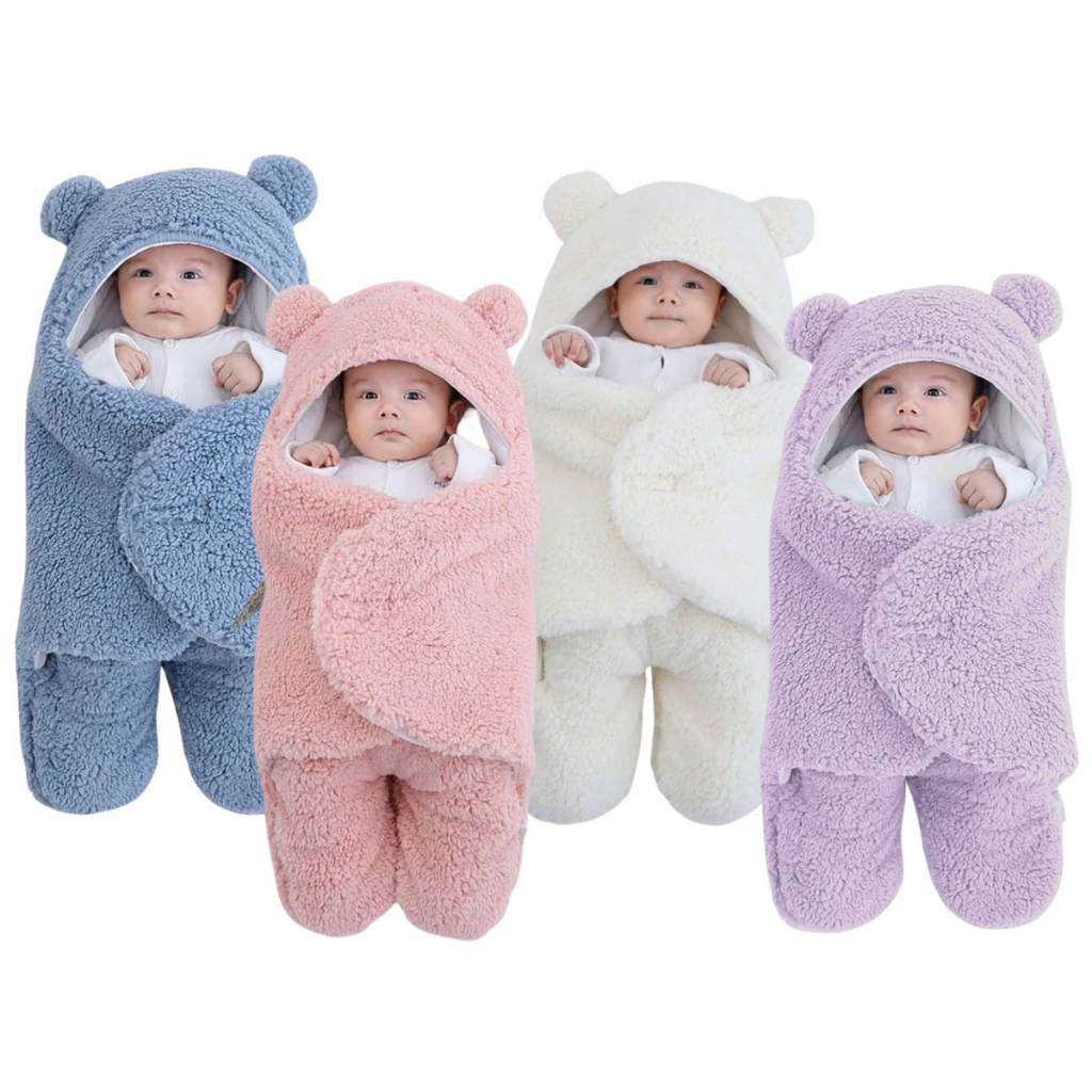 Saco de Dormir Bebe Ursinho com Sherpa Inverno Menina e Menino Charutinho Enrolar o Bebe