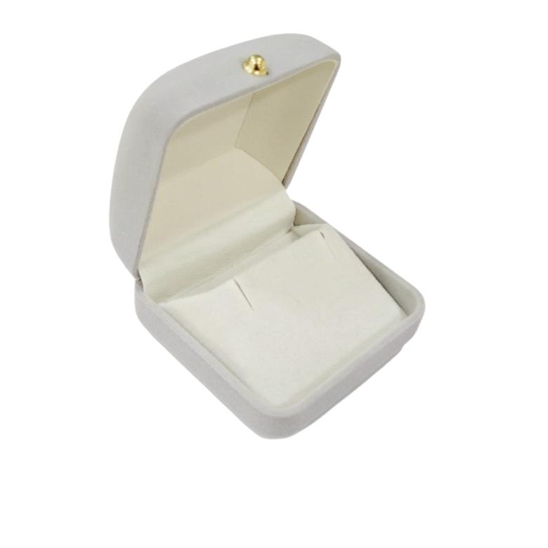 Estojo Veludo Cinza Brinco Colar Forro Vazado 6x6.5 cm