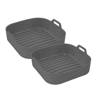 Kit 2 Forma de Silicone Air Fryer Grande 20CM Assadeira Quadrada Preta Vermelha — foto 4 — Achou Levou Brasil