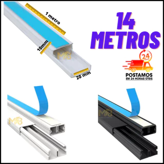 14 Metros Canaleta Organizador de Fios 20x10mm Sistema X Com Fita Adesiva Com Divisoria ou Sem divisoria Canaleta Parede