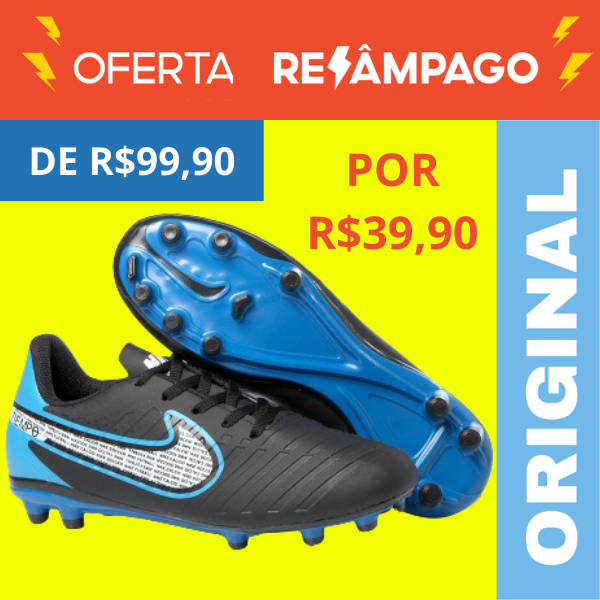 Chuteira Campo Trava Do 34 ao 43 Alta Performance Costurada ...