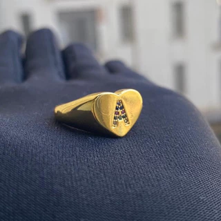 Anel Feminino De Letra Entre e Escolha a Sua Banho a Ouro 24k Solitário em Oferta na Shopee