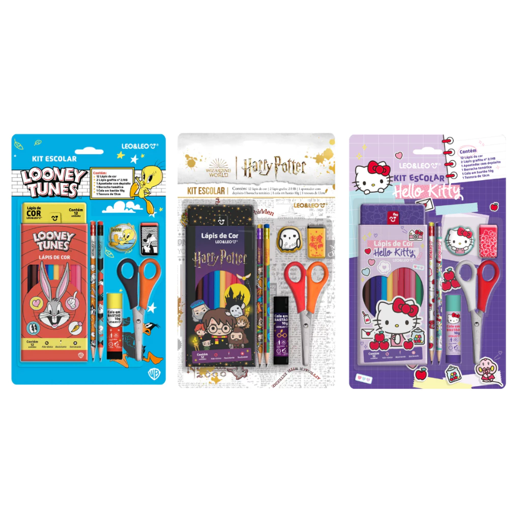 Kit Escolar Grande Leo e Leo 18 Itens Material Escolar