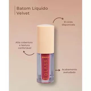 Batom Líquido Ruby Rose Linha GLASS Alta Cobertura Acabamento Aveludado com Vitamina E - Ruby Rose