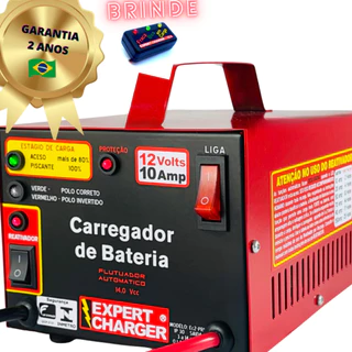 Carregador de Baterias 12V - PR10 carrega baterias até 200 amperes - Reativador de baterias + Voltímetro de Brinde