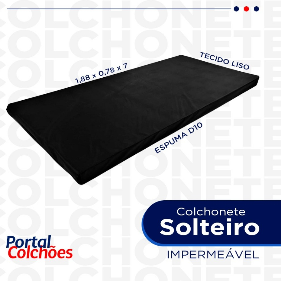 Colchonete de Solteiro Impermeável Visita Dobrável 1,88 x 0,78 x 7 CM