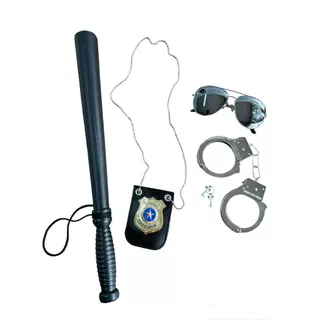 Kit Fantasia Policial Algema+Cassetete+Óculos