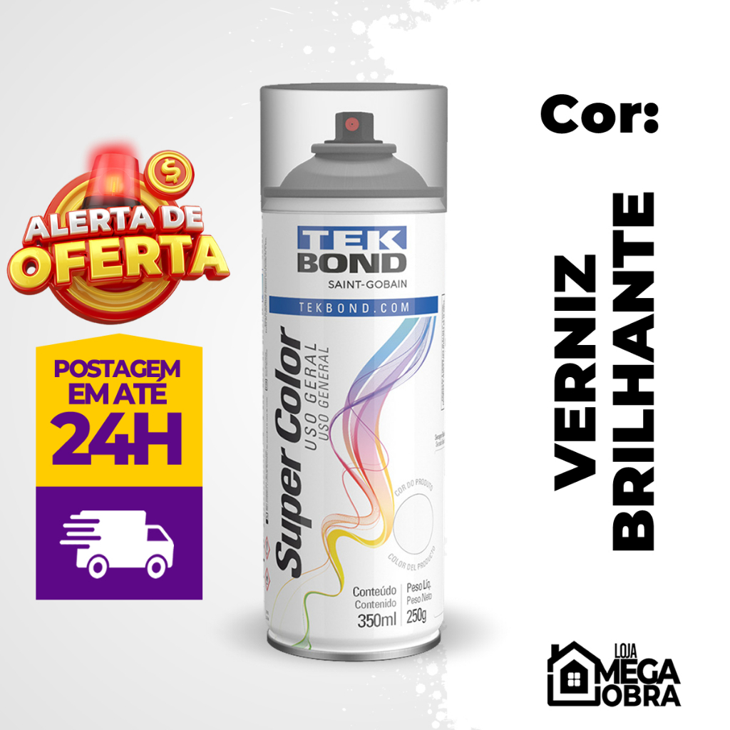 Tinta Spray Uso Geral 350ML Verniz Incolor Tekbond Top