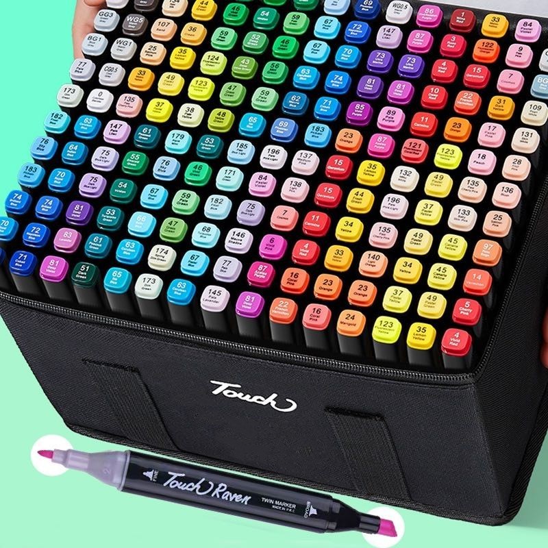 Caneta Marcadora 24/36/48/60/80Cores de Cabeça Dupla Conjunto Oleoso Pintura Artística Para Estudantes Material Escolar