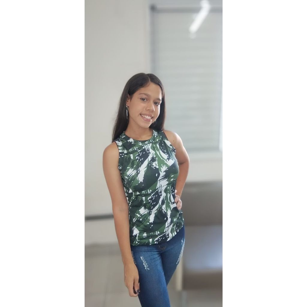 Blusa Regatinha Estampada Camuflada Promoção exercito