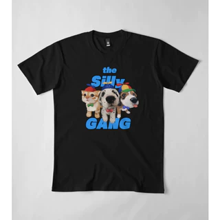 Camiseta estampada algodão Silly gang cachorros bobos e um gato bobo também