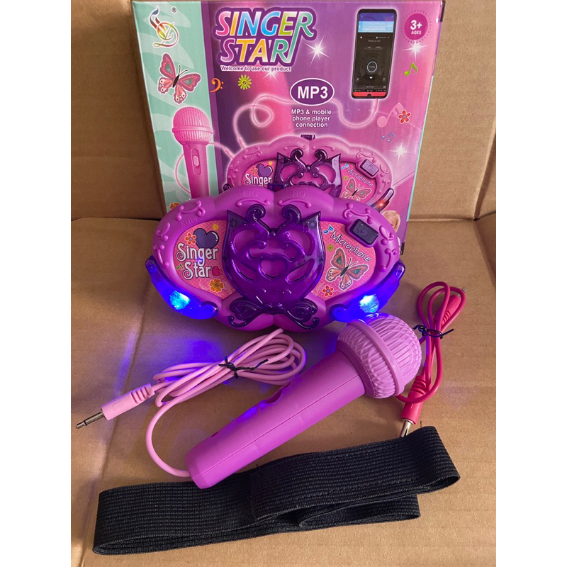 Brinquedo Microfone Infantil Voz Musical Luz Karaokê Telefone MP3 Educativo