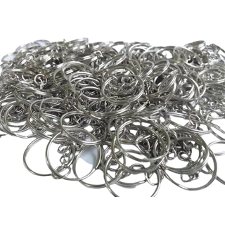 Argola de Chaveiro Com Corrente 4 Elos - 25mm Niquel (Prateada) - 100 Unidades - 250 Unidades - 500 Unidades