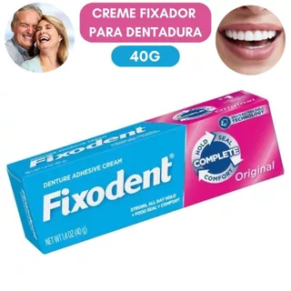 Fixodent 40g Creme Dental Fixador Cola Dentadura Dente Prótese Envio Imediato 100% Original