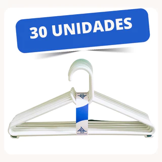 Cabide de Roupa Branco kit com 30 unidades- Linha Colors