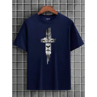 Camiseta Masculina Leão Cruz 100% Algodão - Envio Imediato