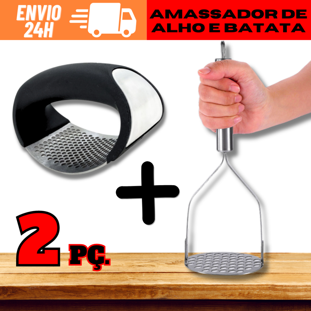 Kit Amassador De Batatas Amassador De Alho Inox Amassador