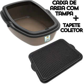 Kit Caixa de Areia Para Gatos Com Tampa + Tapete Coletor de Areia Promoção Envio Imediato